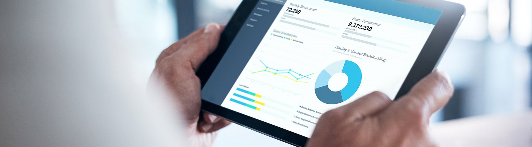 ipad screen with charts and diagrams